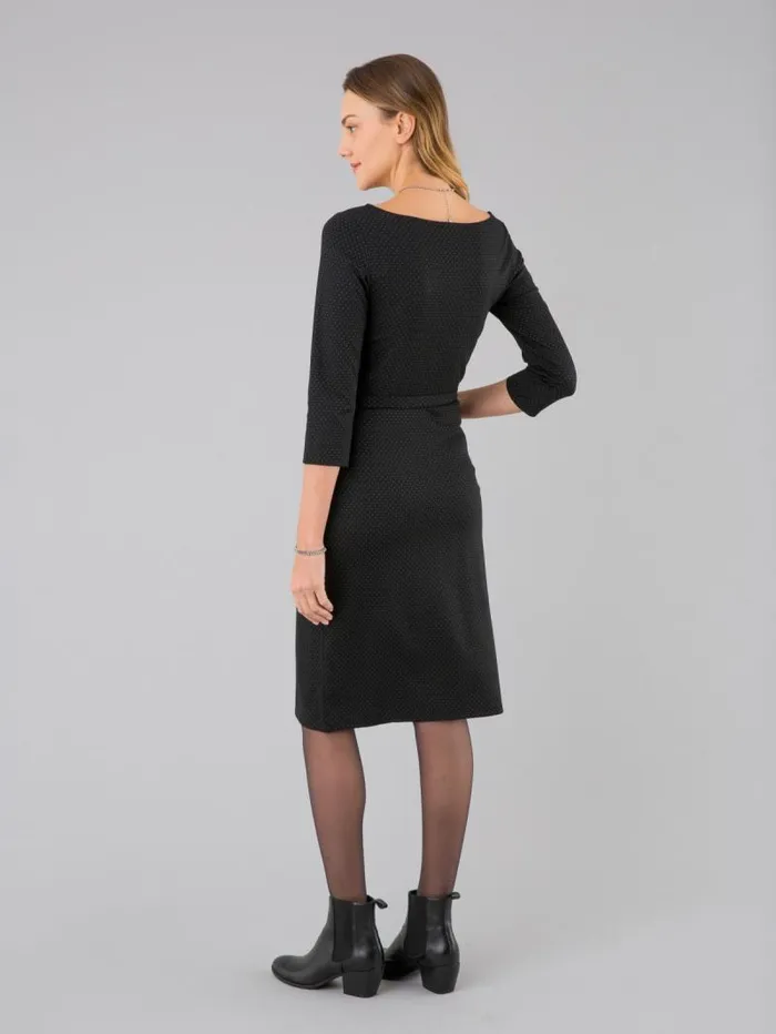 Women Dresses Agns B Vitti Black Dress With 34Length Sleeves And White Stitching