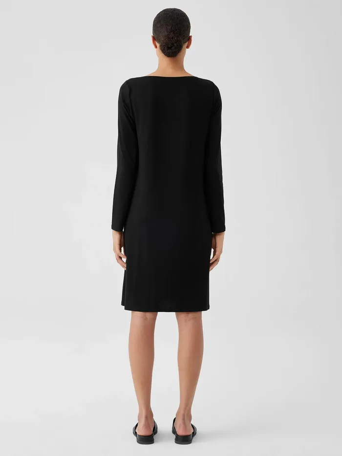 Women Dresses and Skirts Eileen Fisher Fine Jersey Cowl Neck Dress Black