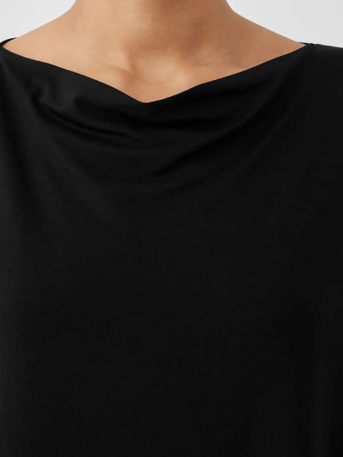 Women Dresses and Skirts Eileen Fisher Fine Jersey Cowl Neck Dress Black