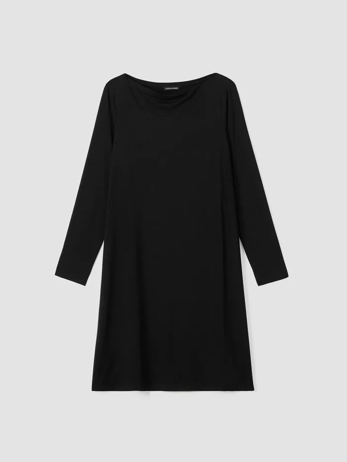 Women Dresses and Skirts Eileen Fisher Fine Jersey Cowl Neck Dress Black
