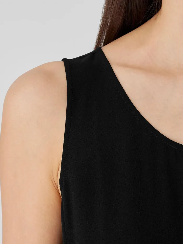 Women Dresses and Skirts Eileen Fisher Silk Georgette Crepe Scoop Neck Dress Black
