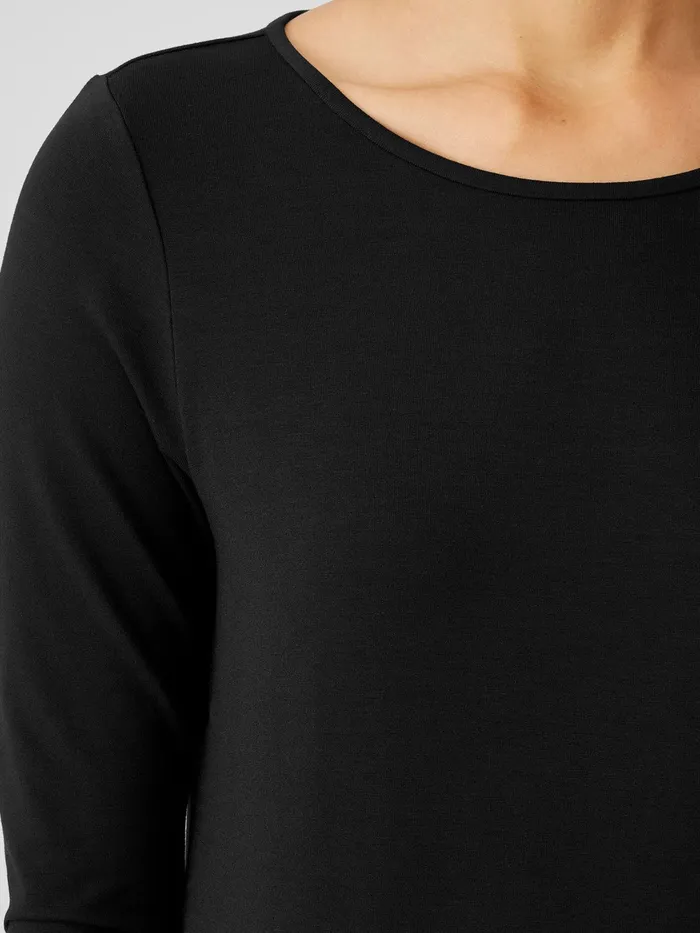 Women Dresses and Skirts Eileen Fisher Stretch Jersey Knit Jewel Knit Dress Black