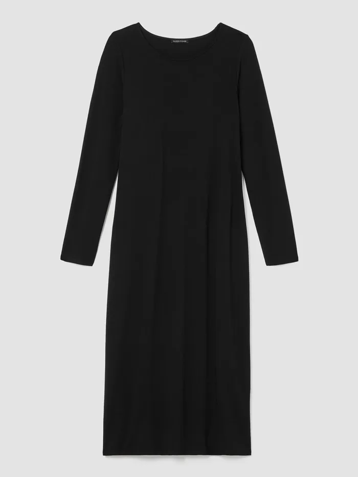Women Dresses and Skirts Eileen Fisher Stretch Jersey Knit Jewel Knit Dress Black