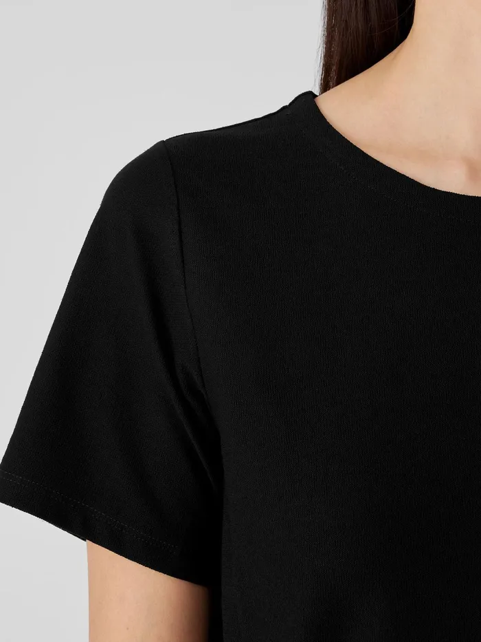 Women Dresses and Skirts Eileen Fisher Washable Stretch Crepe Jewel Neck Dress Black