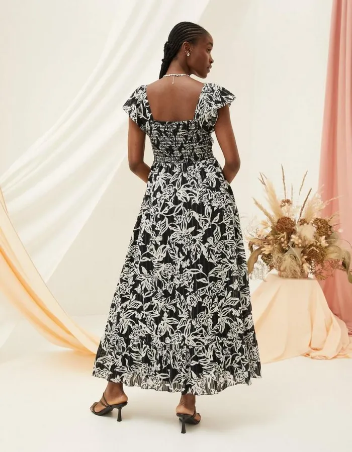 Women Dresses FatFace Dahlia Botanical Midi Dress Black