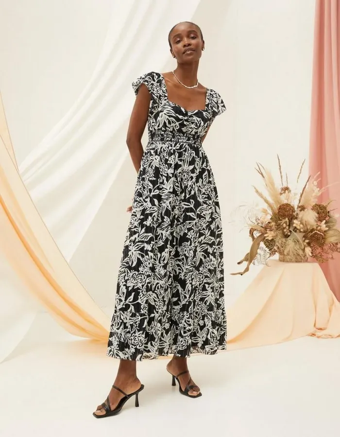 Women Dresses FatFace Dahlia Botanical Midi Dress Black