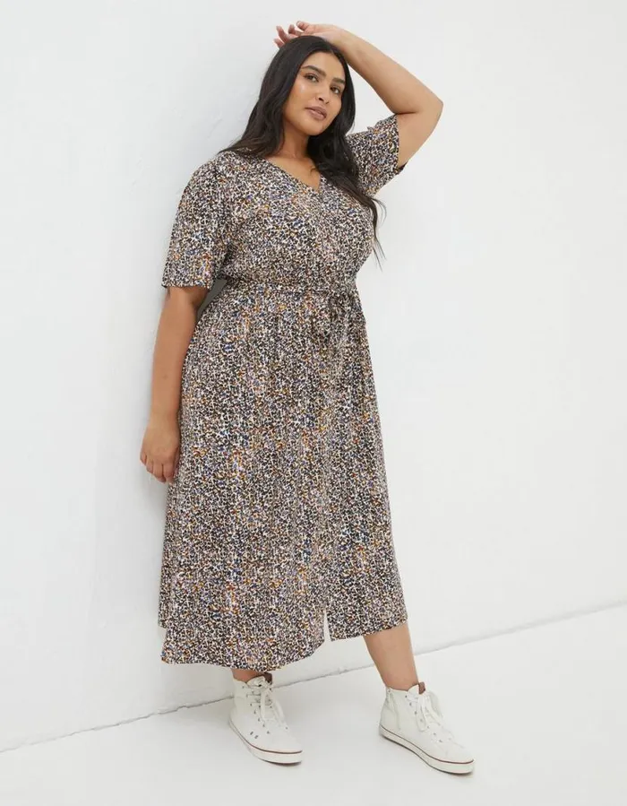 Women Dresses FatFace Estelle Dappled Spot Midi Dress Natural