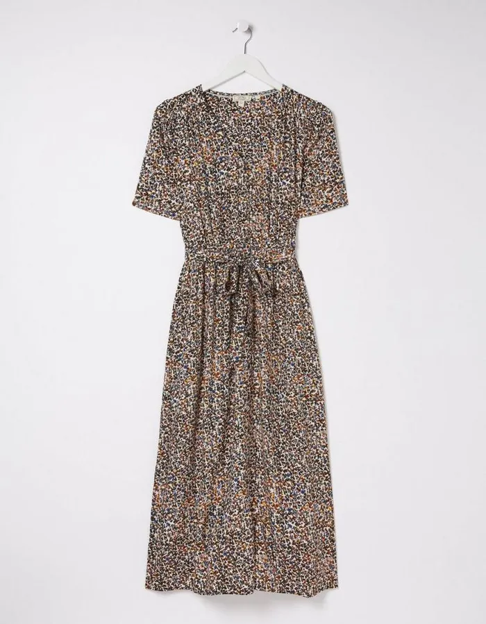 Women Dresses FatFace Estelle Dappled Spot Midi Dress Natural
