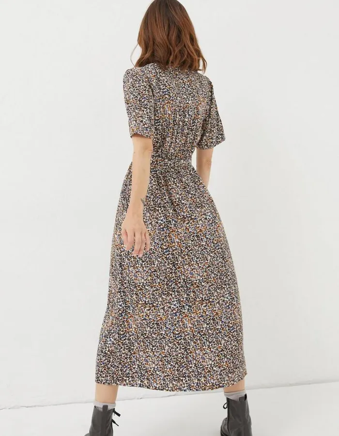 Women Dresses FatFace Estelle Dappled Spot Midi Dress Natural