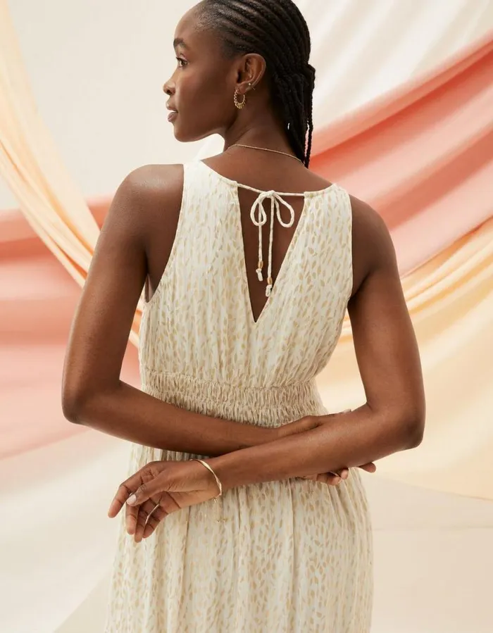 Women Dresses FatFace Ivy Foil Maxi Dress Ivory
