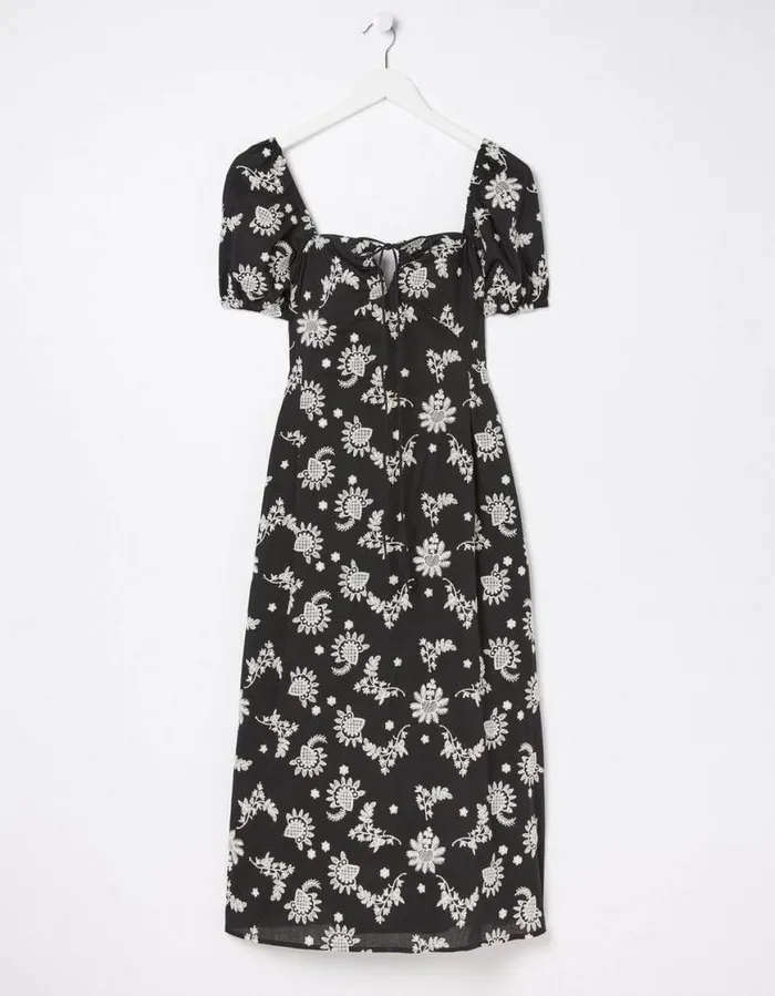 Women Dresses FatFace Lotus Embroidered Midi Dress Black