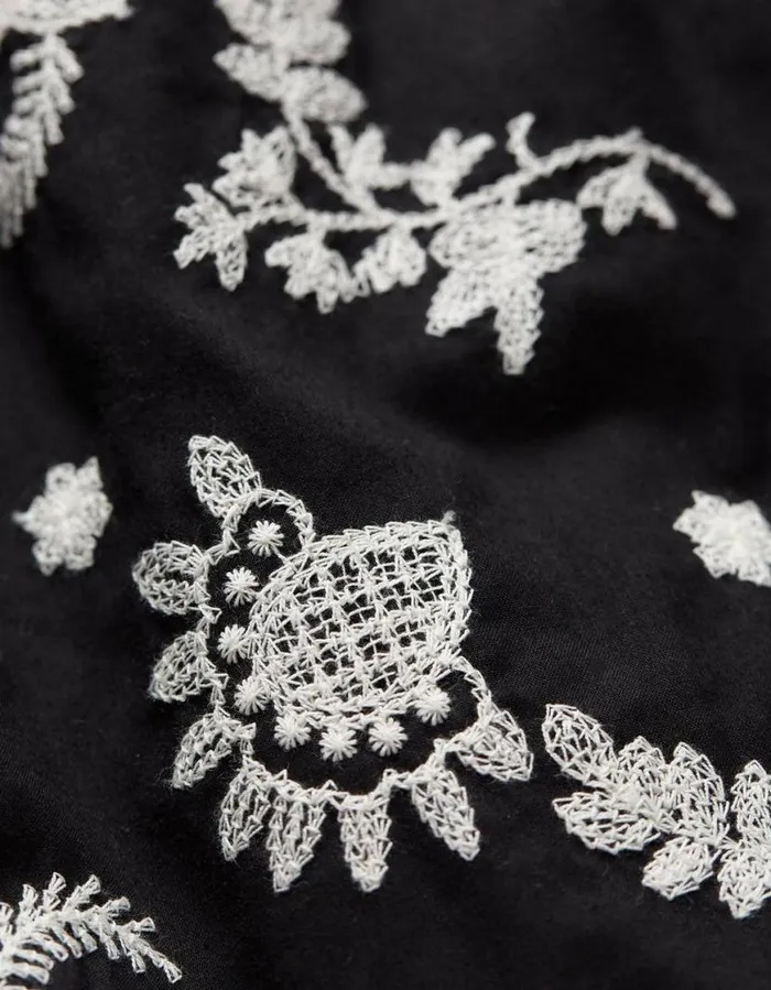 Women Dresses FatFace Lotus Embroidered Midi Dress Black