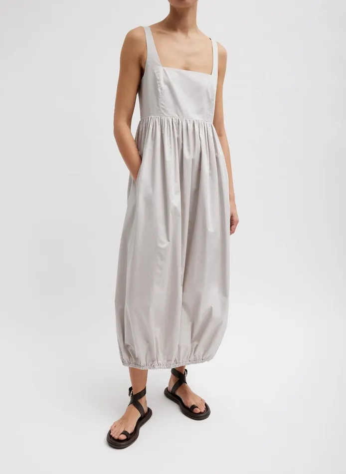 Women Eco Poplin Square Neck Sculpted Dress Stone Tibi Dresses