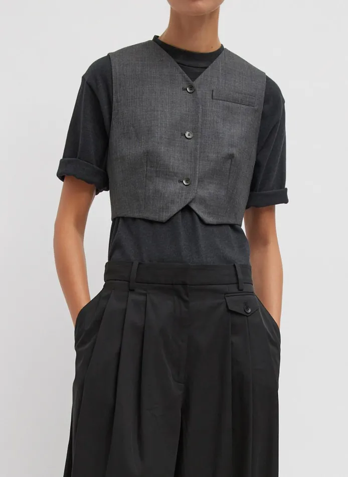 Women Ellis Suiting Shrunken Vest Grey Multi Tibi Tops