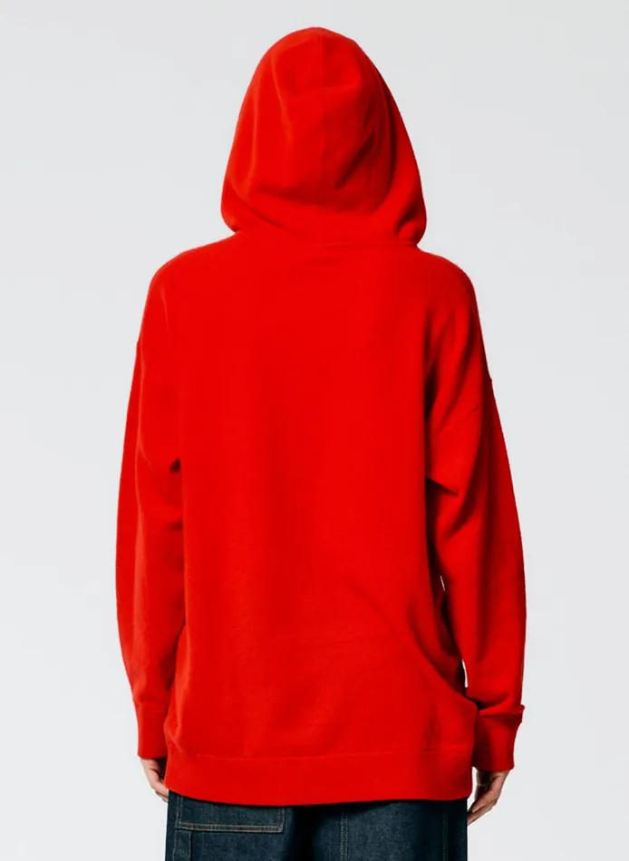 Women Feather Weight Cashmere Easy Mens Hoodie Red Tibi Knitwear and Sweatshirts