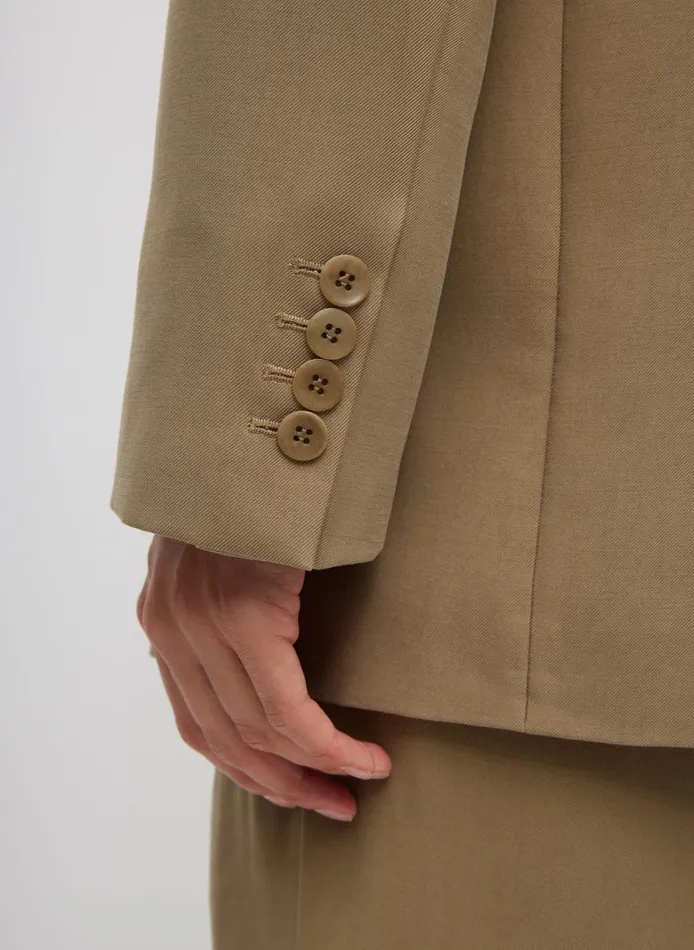 Women Fluid Suiting Double Breasted Blazer Walnut Tibi Jackets and Outerwear