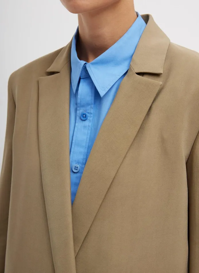 Women Fluid Suiting Double Breasted Blazer Walnut Tibi Jackets and Outerwear