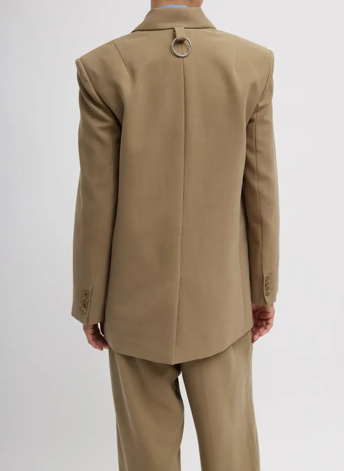 Women Fluid Suiting Double Breasted Blazer Walnut Tibi Jackets and Outerwear