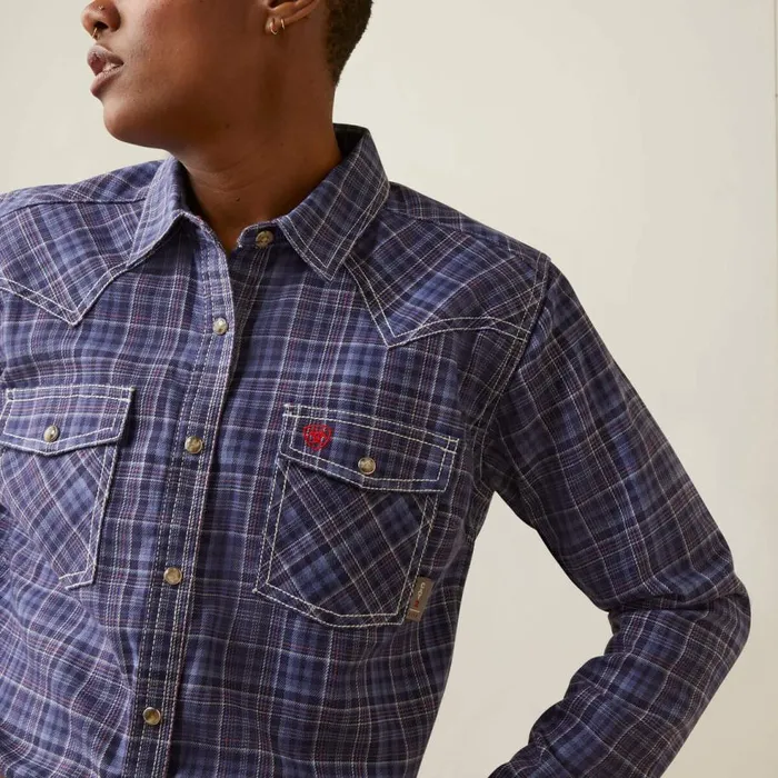 Women FR Tillie Snap Work Shirt Colony Blue Plaid Ariat TShirts and Tops