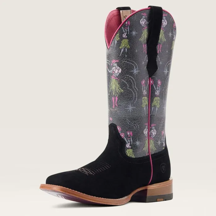 Women Frontier Western Aloha Western Boot Black Roughout Ariat Western Boots