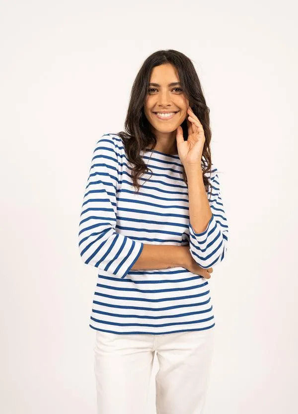 Women GALATHEE II White Royal Blue Saint James Breton Striped Shirts
