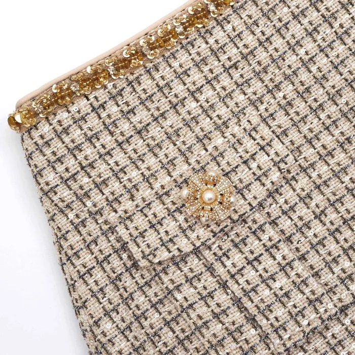 Women Gold Boucle Midi Skirt Self Portrait CoOrds