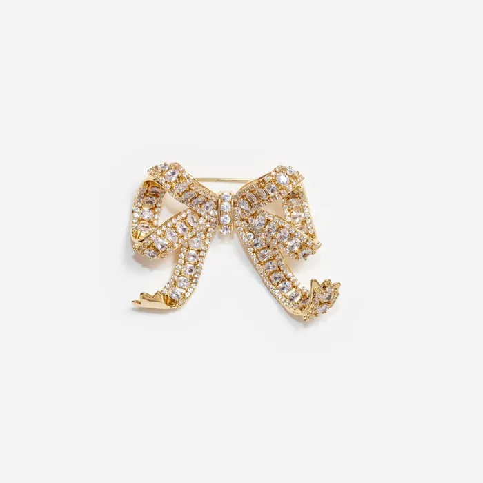 Women Gold Crystal Bow Brooch Self Portrait Jewellery