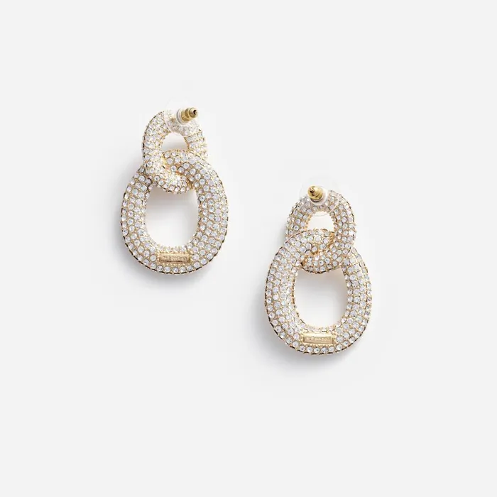 Women Gold Crystal Link Earrings Self Portrait Jewellery
