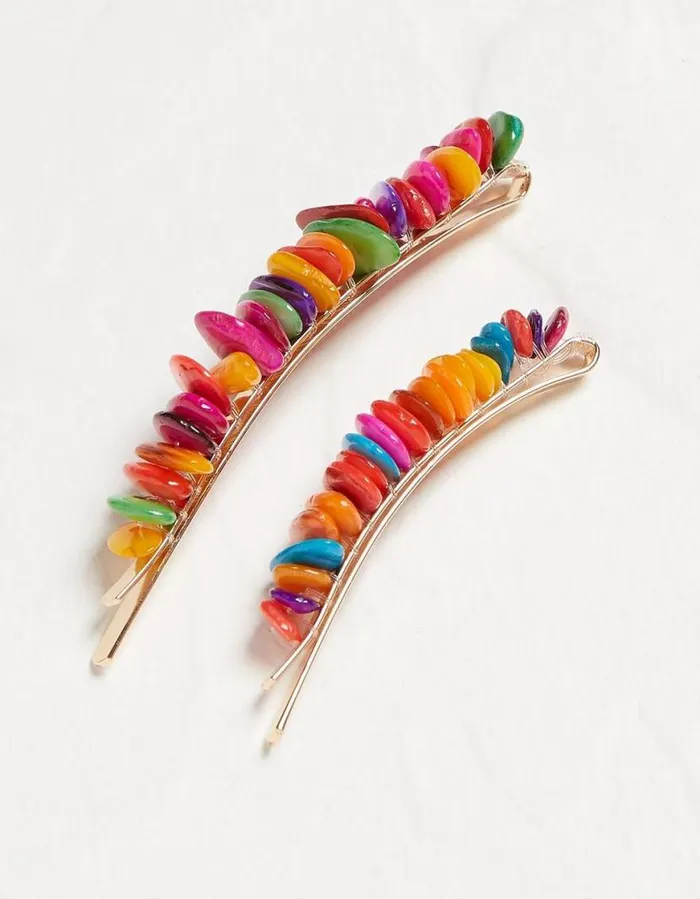 Women Hair Accessories FatFace Shell Slides Multi