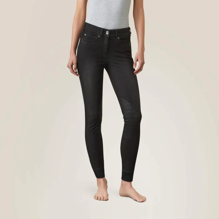 Women Halo B Denim Knee Patch Breech Black Rinse Ariat Pants and Shorts