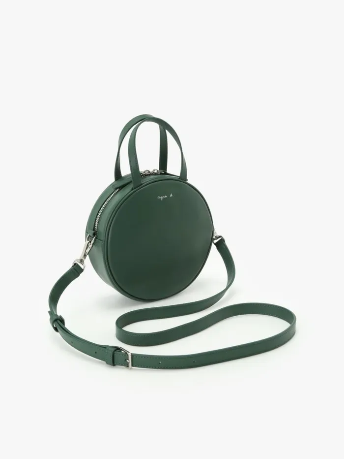 Women Handbags Agns B Green Round Leather Bag