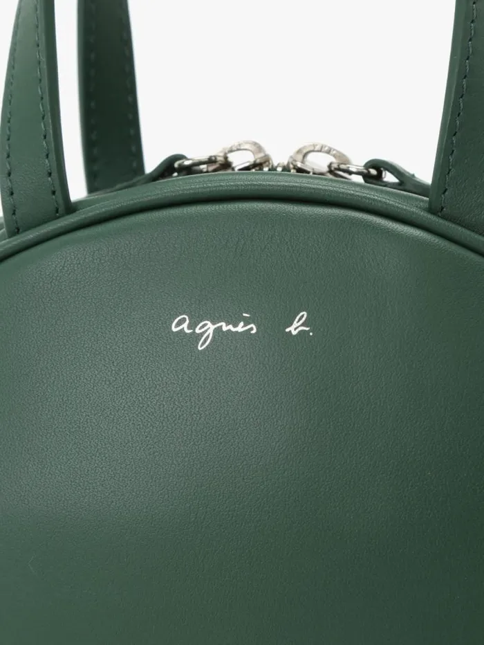 Women Handbags Agns B Green Round Leather Bag