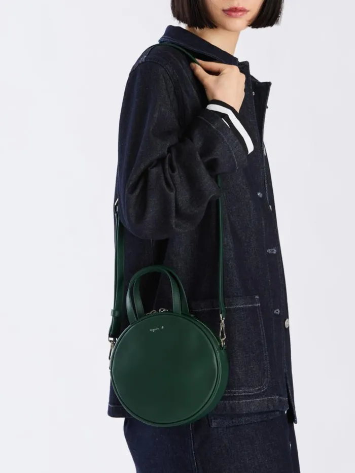 Women Handbags Agns B Green Round Leather Bag