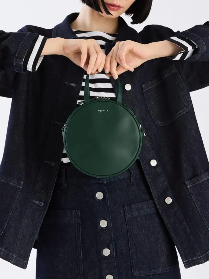Women Handbags Agns B Green Round Leather Bag