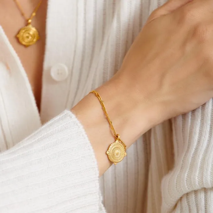 Women Happiness039 Waterproof Gold Antique Coin Bracelet Katie Loxton Bracelets and Rings