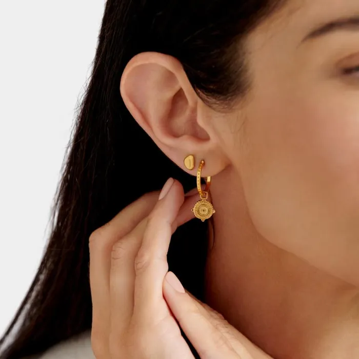 Women Happiness039 Waterproof Gold Antique Coin Hoop Earrings Katie Loxton Earrings