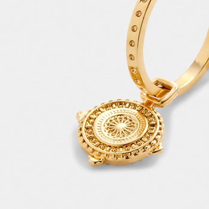 Women Happiness039 Waterproof Gold Antique Coin Hoop Earrings Katie Loxton Earrings