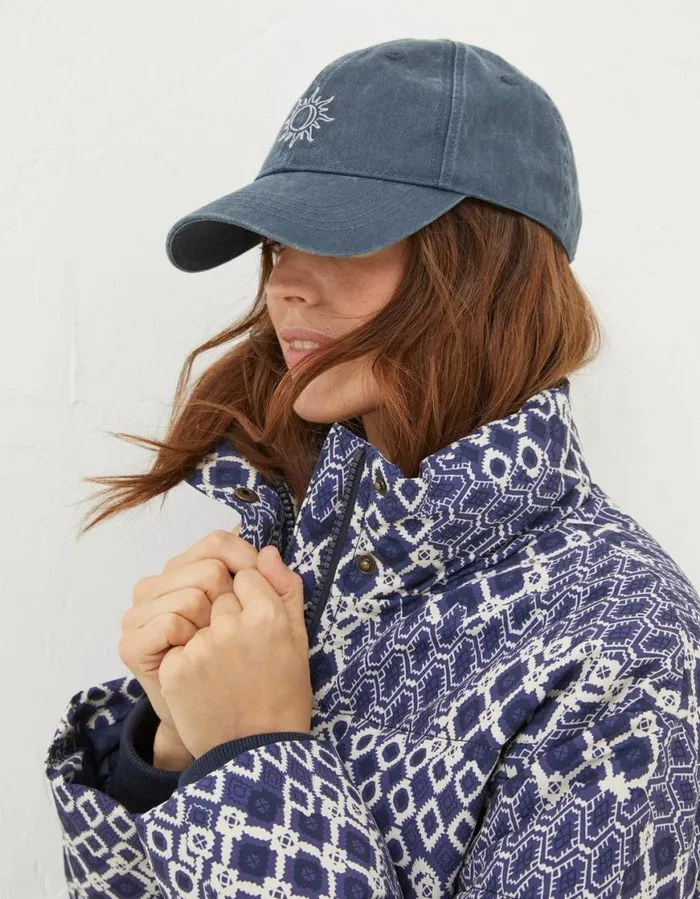 Women Hats FatFace Embroidered Sun Cap Chambray Blue