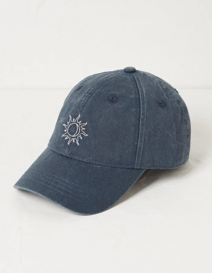 Women Hats FatFace Embroidered Sun Cap Chambray Blue