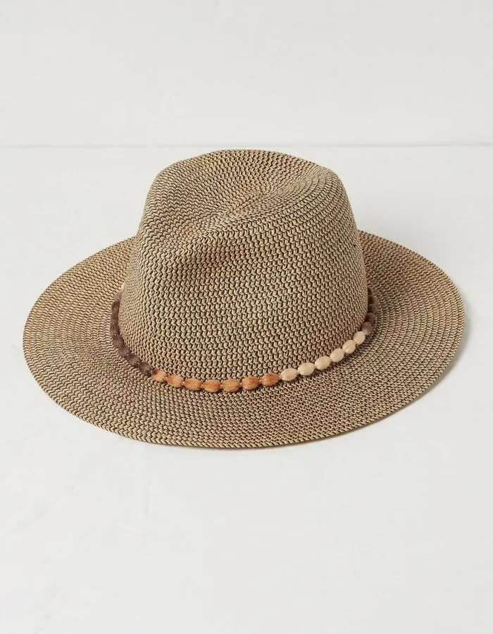 Women Hats FatFace Multi Weave Fedora Hat Natural