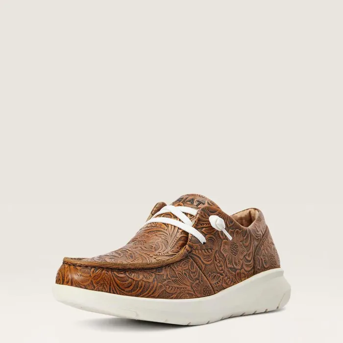 Women Hilo Brown Floral Emboss Ariat Shoes and Sneakers