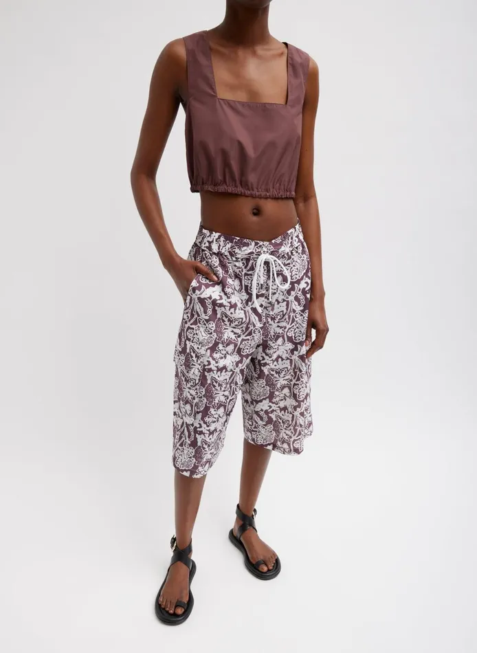 Women Italian Sporty Nylon Cropped Square Neck Top Cinnamon Tibi Tops