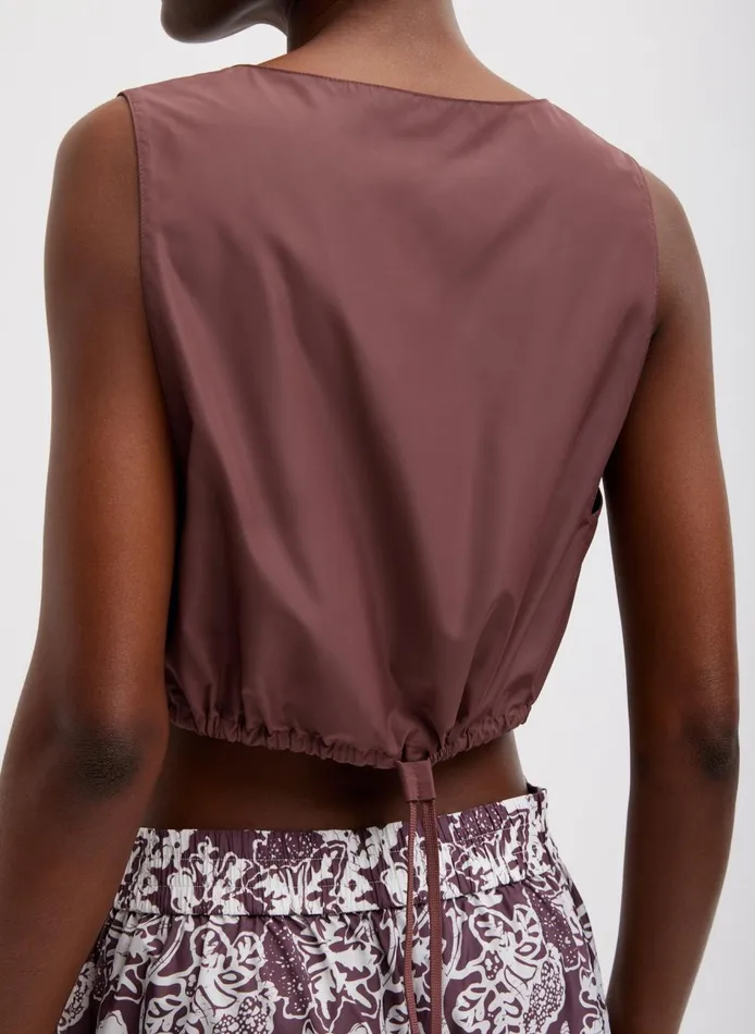 Women Italian Sporty Nylon Cropped Square Neck Top Cinnamon Tibi Tops