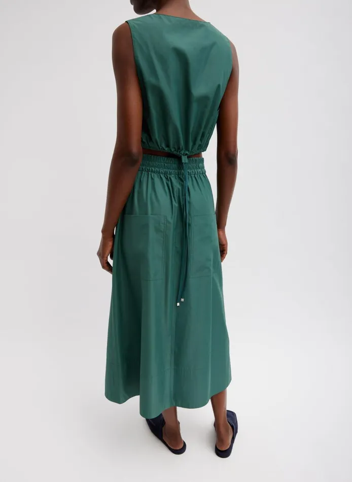 Women Italian Sporty Nylon Cropped Square Neck Top Dark Hunter Green Tibi Tops