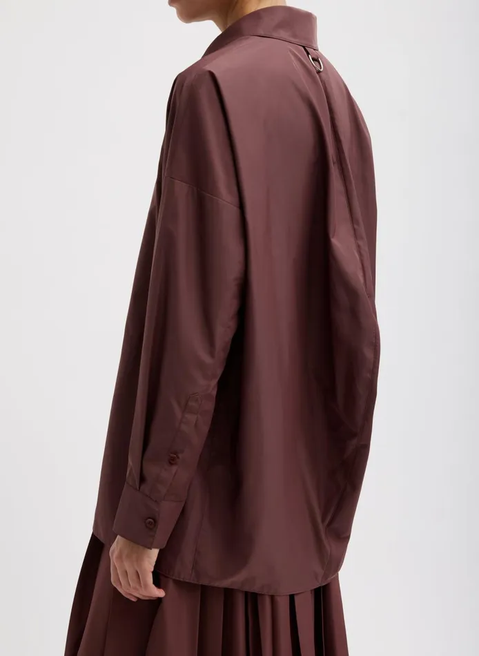 Women Italian Sporty Nylon Shirt With Cocoon Back Cinnamon Tibi Tops