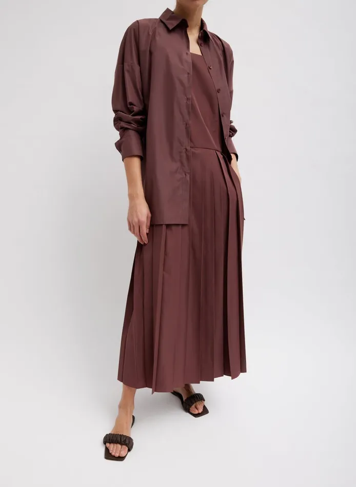 Women Italian Sporty Nylon Shirt With Cocoon Back Cinnamon Tibi Tops