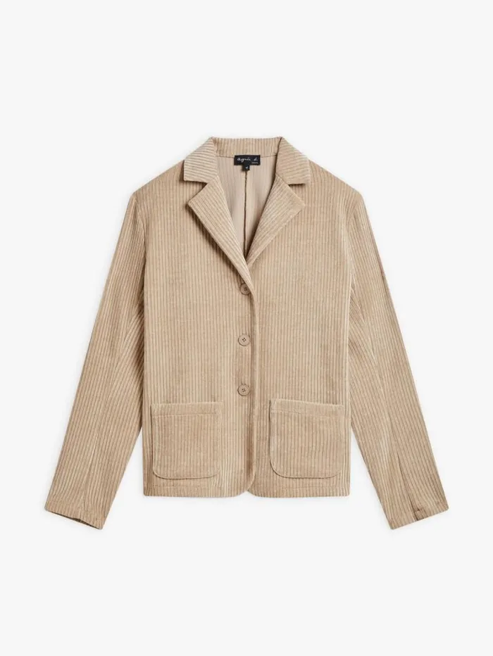 Women Jackets and Coats Agns B Beige Jersey Velours New College Jacket