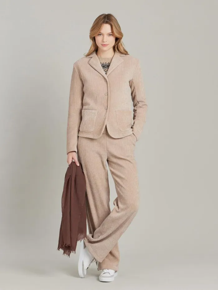Women Jackets and Coats Agns B Beige Jersey Velours New College Jacket