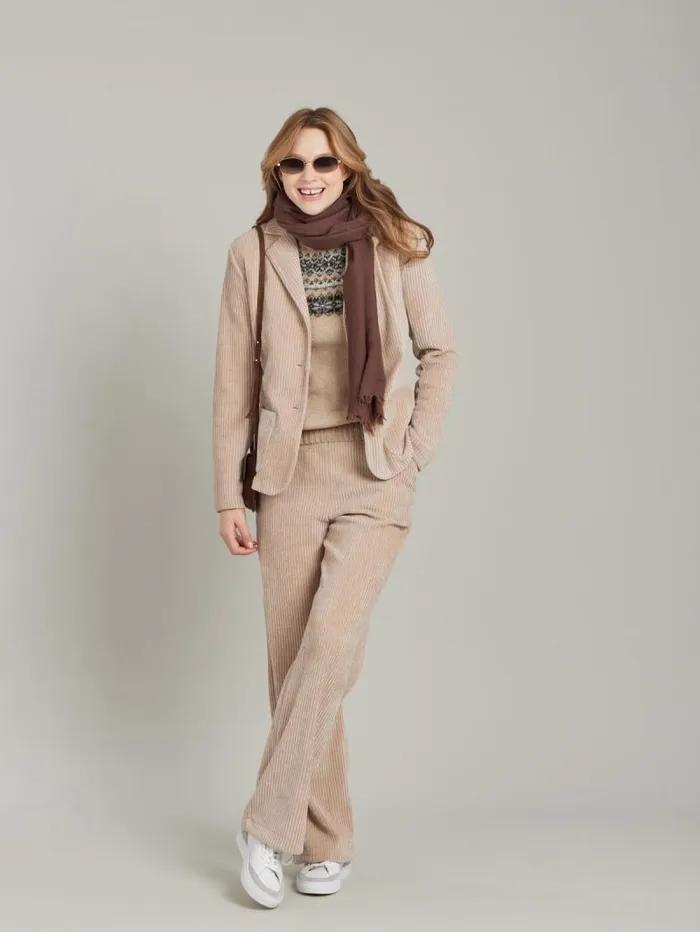 Women Jackets and Coats Agns B Beige Jersey Velours New College Jacket