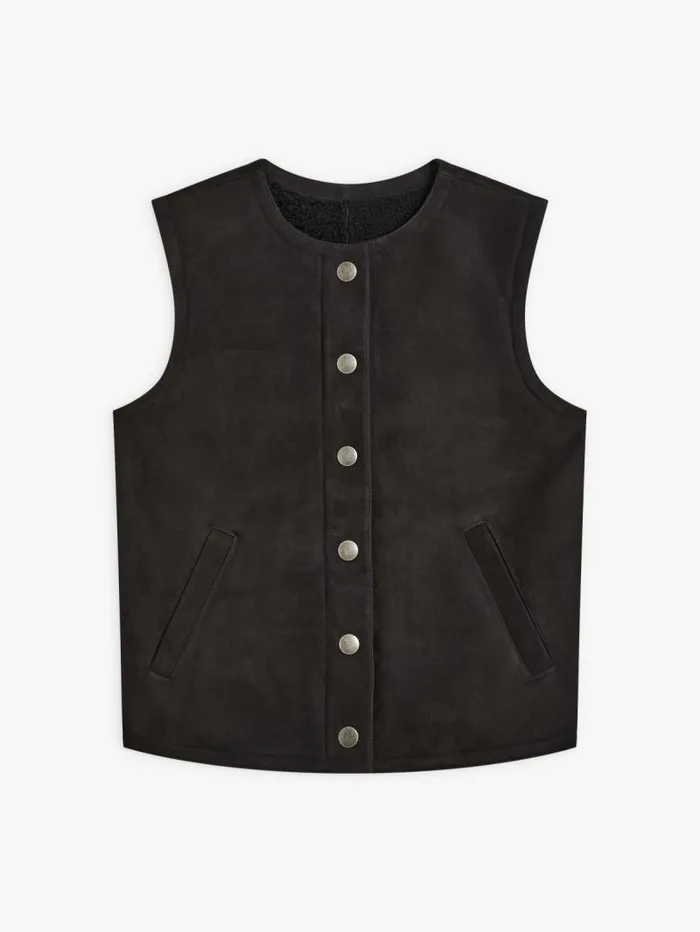 Women Jackets and Coats Agns B Black Shearling Leather Vest